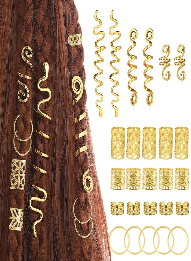 Snmzlc 86 Pcs Serpentine shaped gold hair braids dreadlock hair beads Non-Piercing Ear Clip hair jewelry for braids accessories for Women Men Hair AccessoriesUS364 (gold) - Image 1